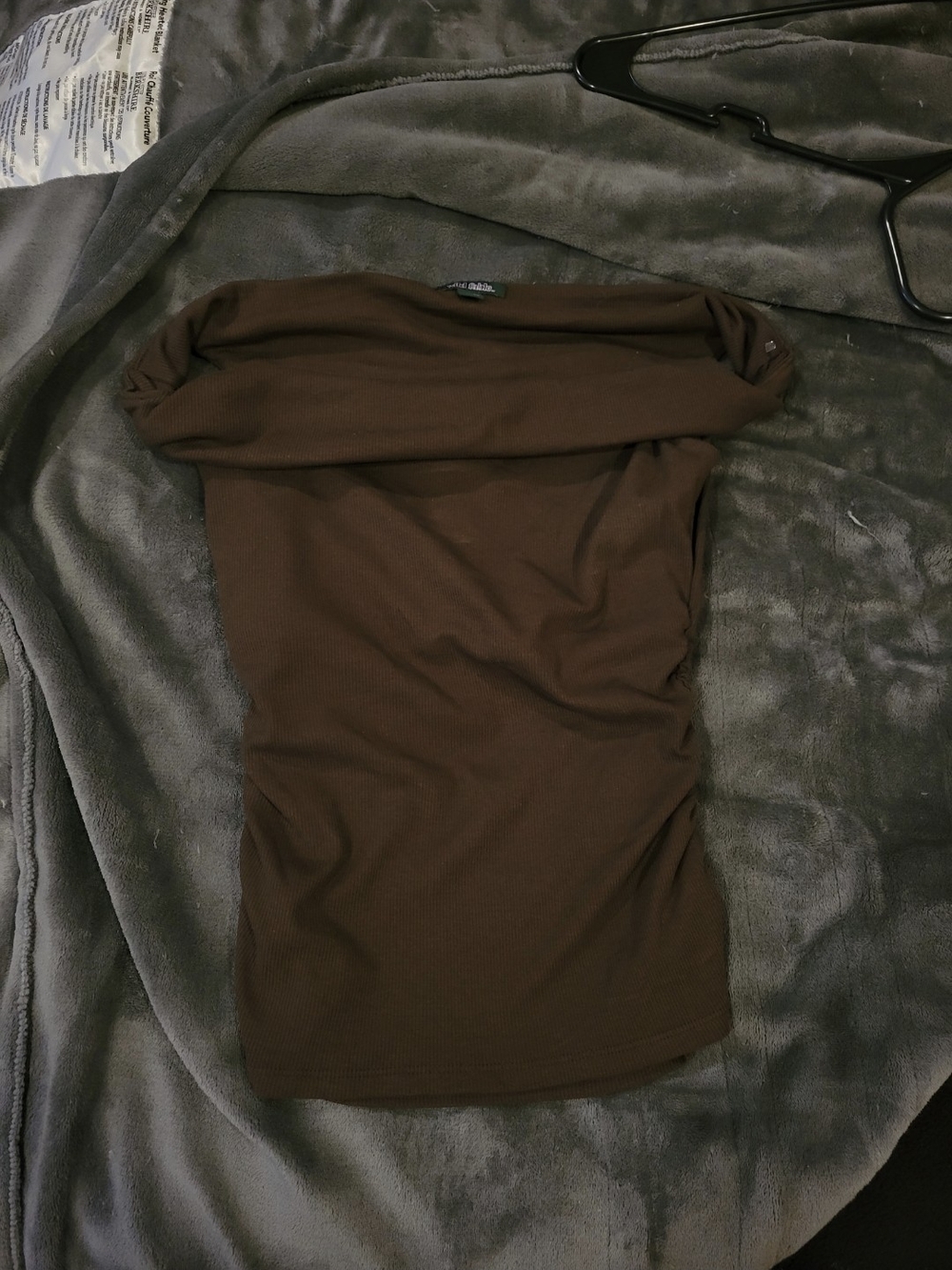 wild fable Off-Shoulder Ribbed Crop Top in Brown
